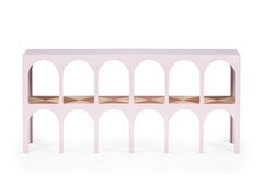 21st Century Chiostro Console in Lacquered Wood with Inlaid Top, Made in Italy