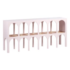 Console Chiostro del XXI secolo in Wood Wood laccato con piano intarsiato, Made in Italy