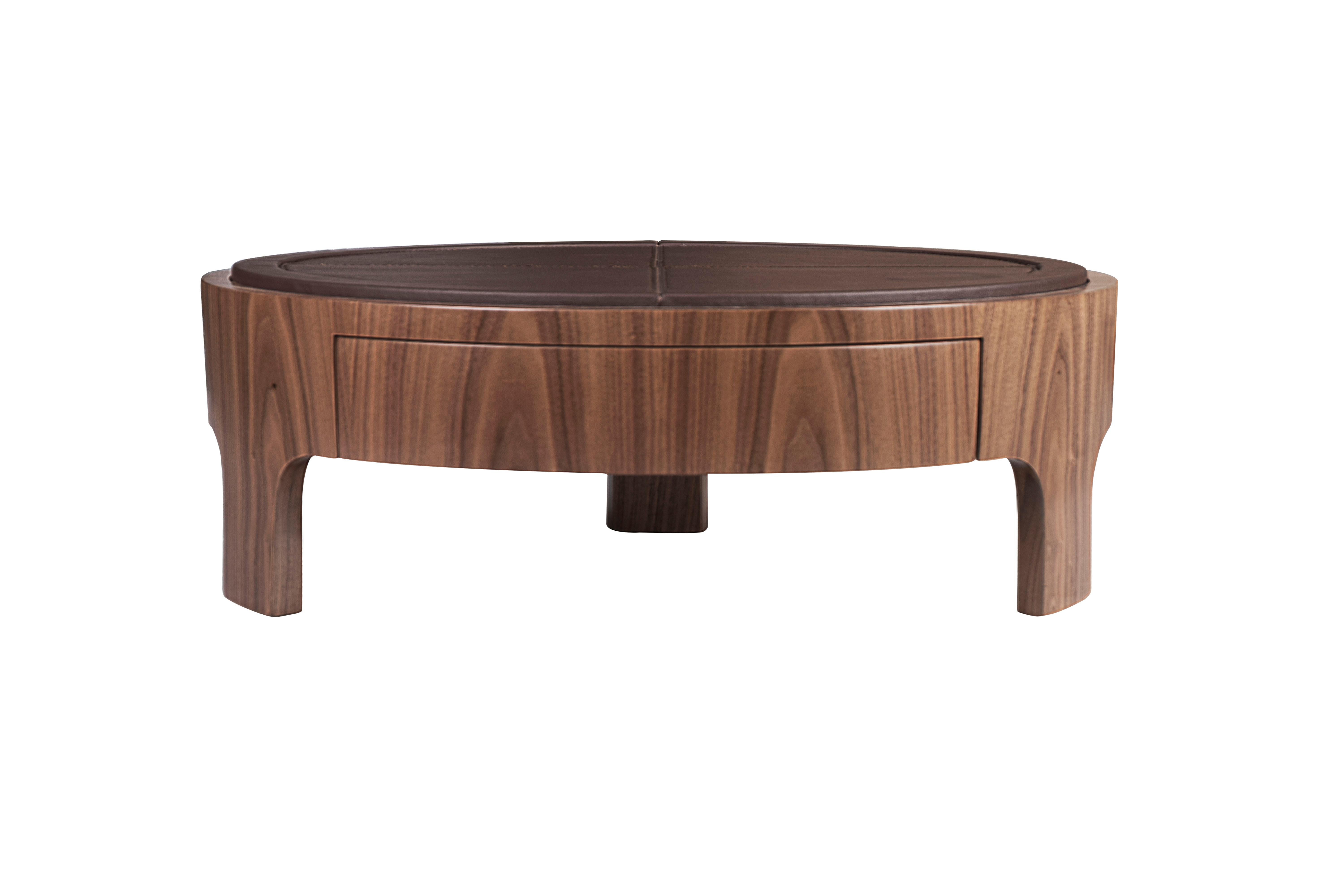 Portuguese 21st Century Churchill Center Table Walnut Wood by Wood Tailors Club For Sale