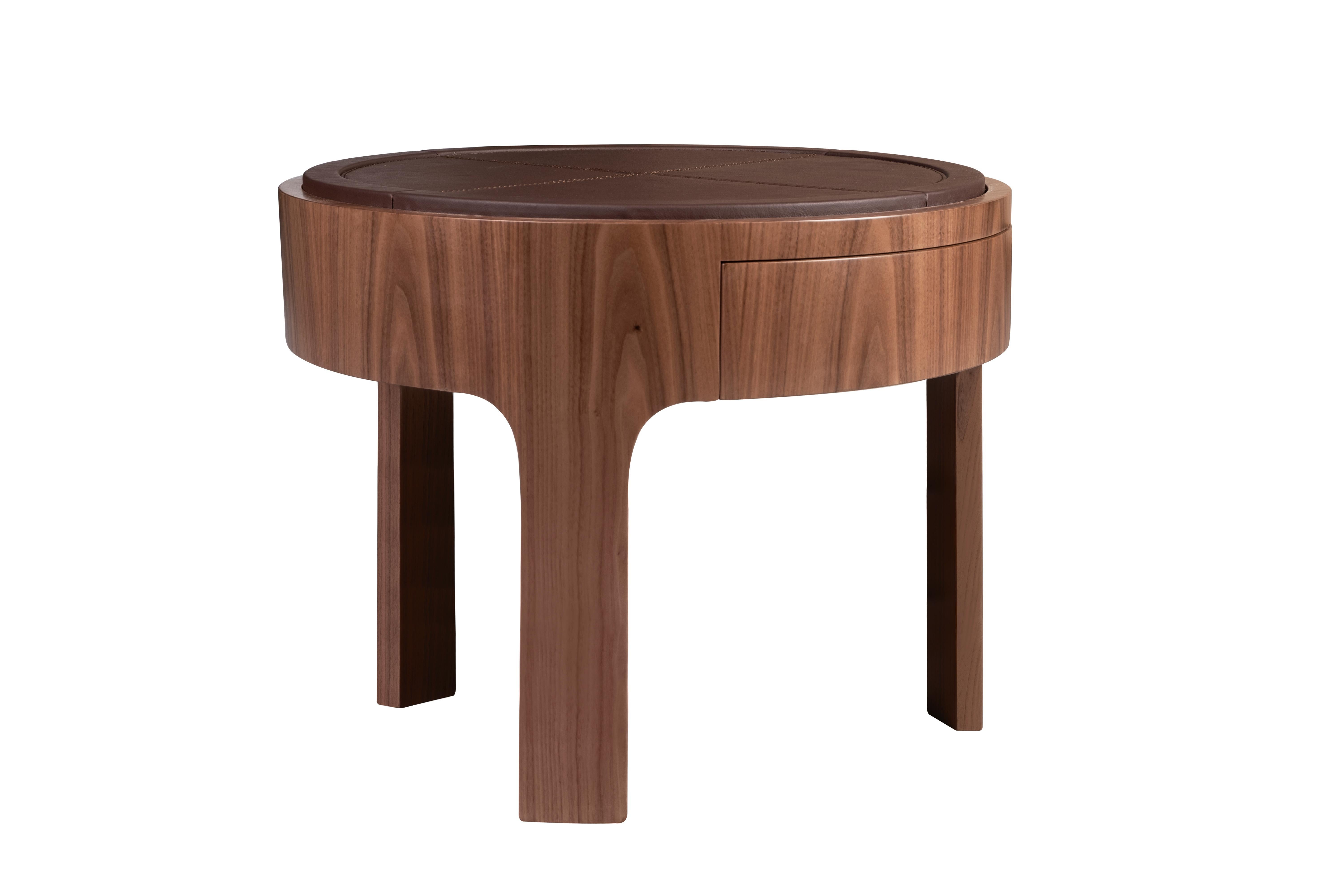 Portuguese 21st Century Churchill Bedside Table Walnut Wood by Wood Tailors Club For Sale