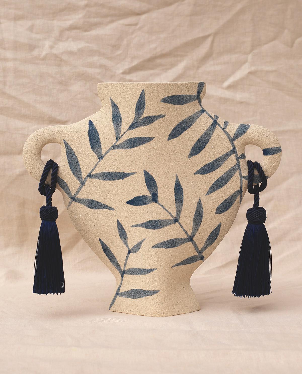 A part of a captivating new line blending ancient Greek pottery with contemporary design, the ‘Chyrta’ vase showcases delicate blue underglaze illustrations and ribbons that harmonize traditional and modern aesthetics.
Crafted by our designer, the
