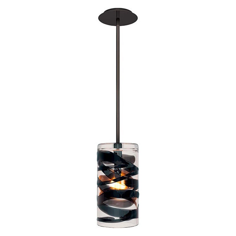 Lámpara colgante Siglo XXI Cilindro 893.72 en negro/cristal by Peter Marino en venta