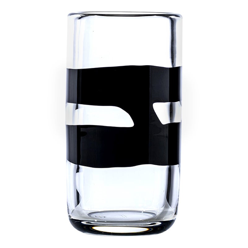 Jarrón grande de cristal Cilindro del siglo XXI en negro/cristal by Peter Marino