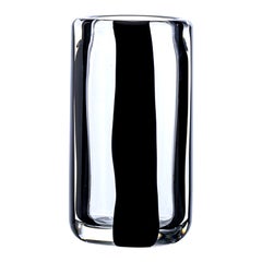 Vase cylindrique en verre moyen du 21e sicle en noir et cristal de Peter Marino