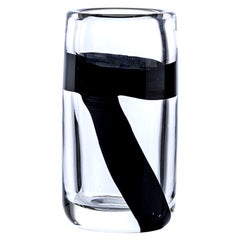 Petit vase cylindrique en verre du 21e sicle en noir et cristal de Peter Marino
