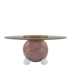 21st Century Circulus Dining Table Glass Lacquered Wood Brass by Malabar