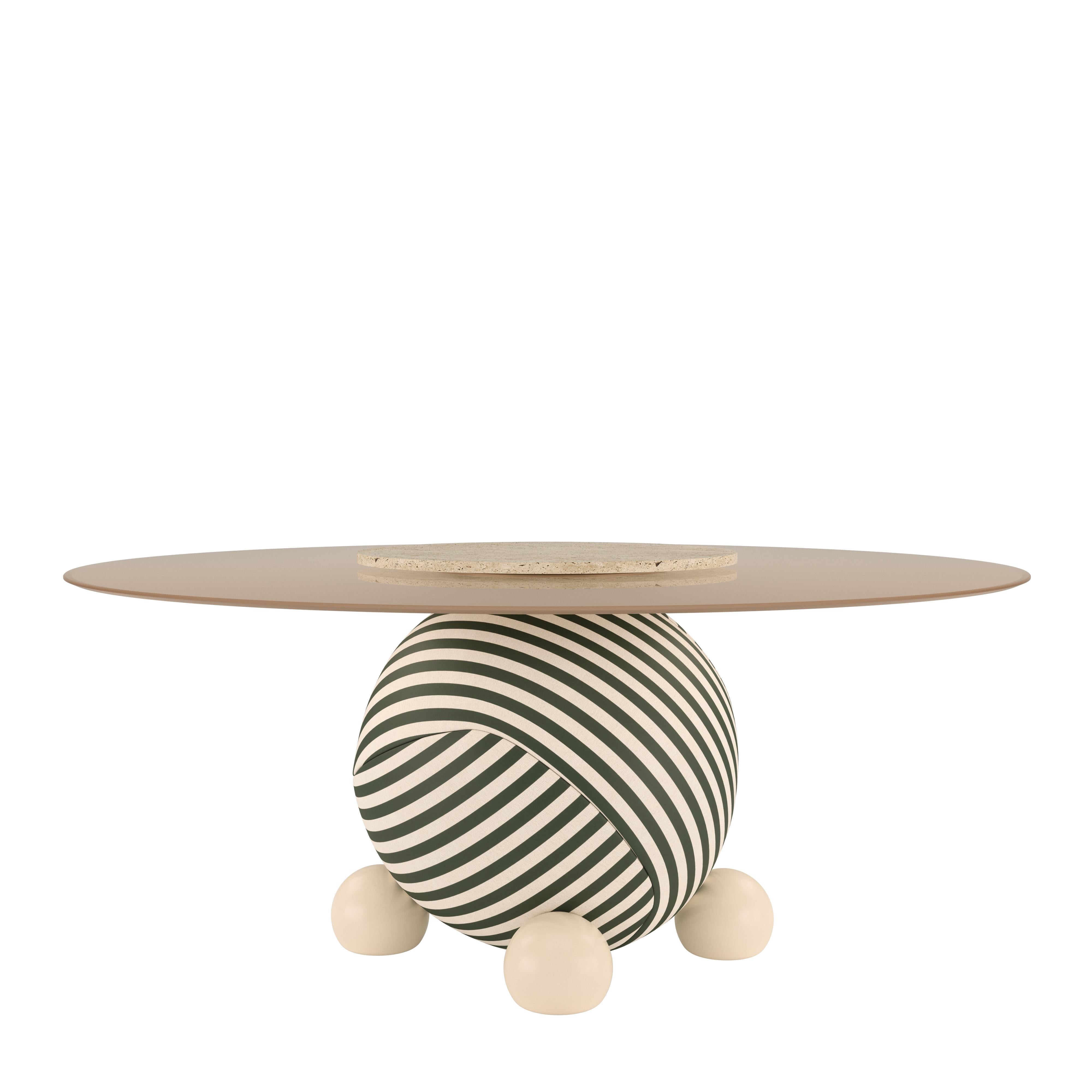 Portugais Table de salle à manger Circulus du 21e siècle en verre laqué bois laiton par Malabar en vente