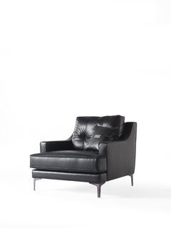 21st Century Clark_2 Armchair in Black Leather by Gianfranco Ferré Home