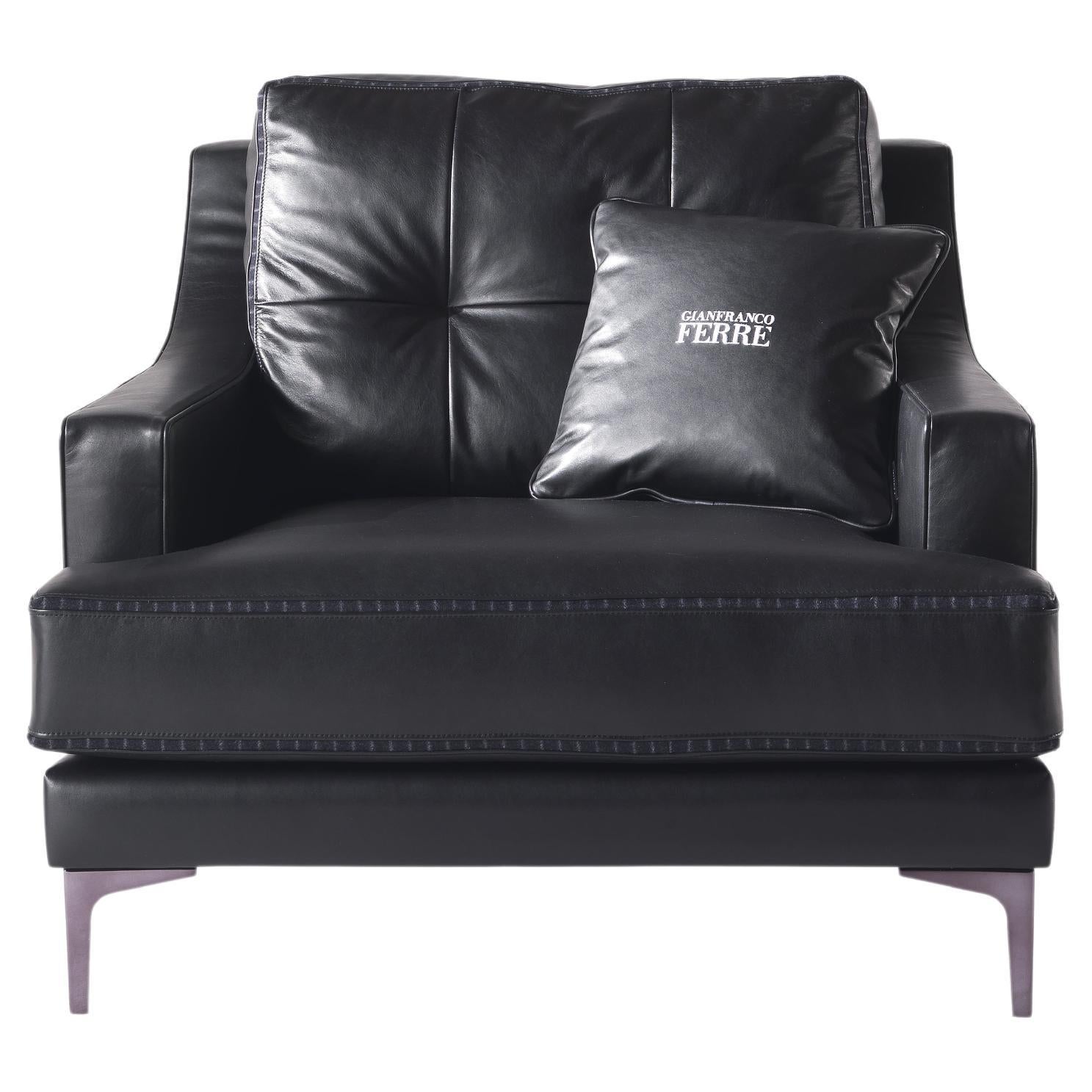 21st Century Clark_2 Armchair in Black Leather by Gianfranco Ferré Home For Sale