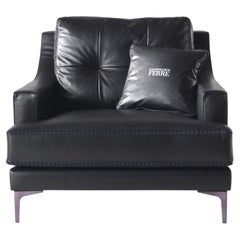 21st Century Clark_2 Armchair in Black Leather by Gianfranco Ferré Home