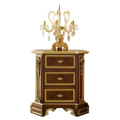21st Century Classic Night Stand in Walnut Finish and Gold Leaf by Modenese