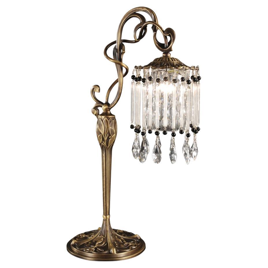 21e siècle, cristal clair et bruni  Lampe de table en bronze de style Liberty 