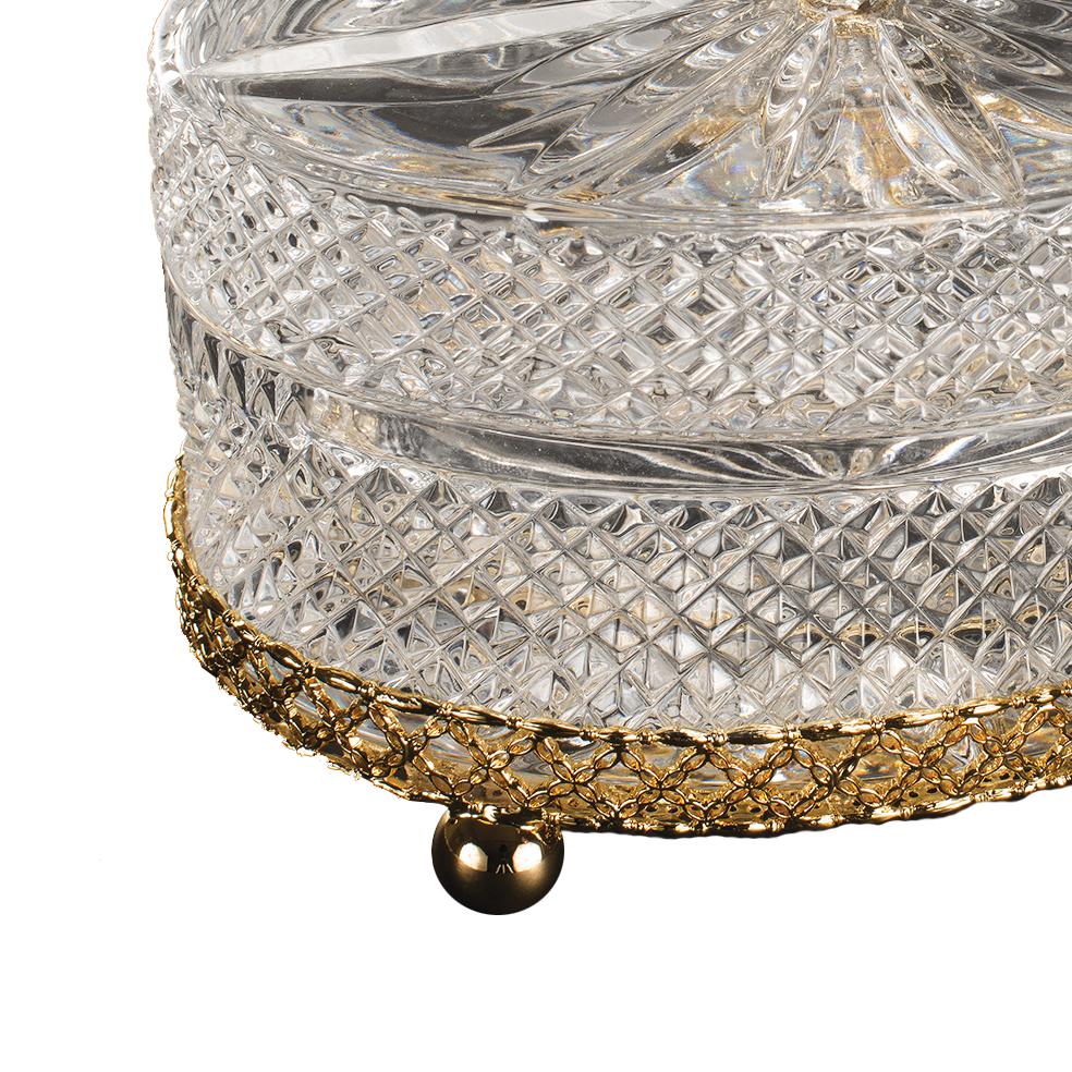 Louis XVI 21st Century, Clear Crystal and Golden Bronze Box For Sale
