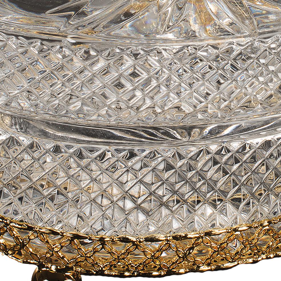 italien 21e siècle, boîte en cristal clair et bronze doré en vente