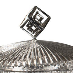 Caja decorativa de bronce plateado y cristal transparente del siglo XXI-.