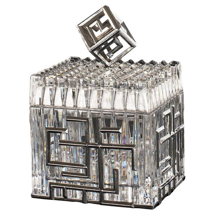 21st Century clear crystal silver bronze decorative box en venta