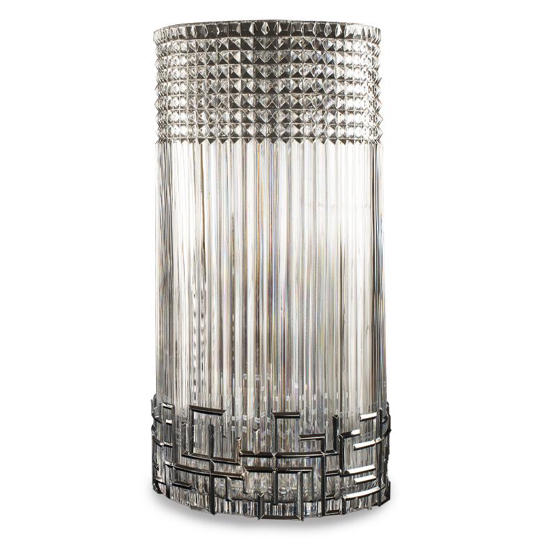 Italian 21st Century clear crystal silver bronze decorative vase For Sale