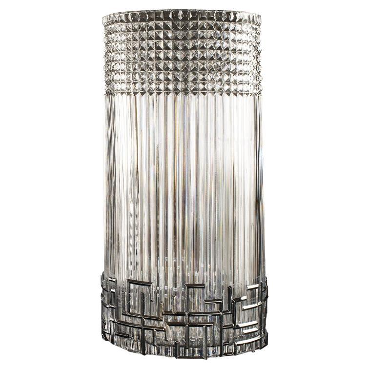 21st Century clear crystal silver bronze decorative vase For Sale