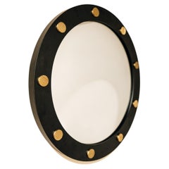 Miroir rond Cluster du 21e siècle, en fer laqué noir mat, par Duistt