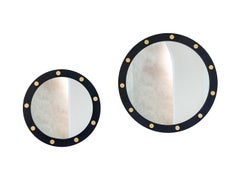 21st Century Cluster Round Mirror, in Matt Black Lacquered Iron, by Duistt