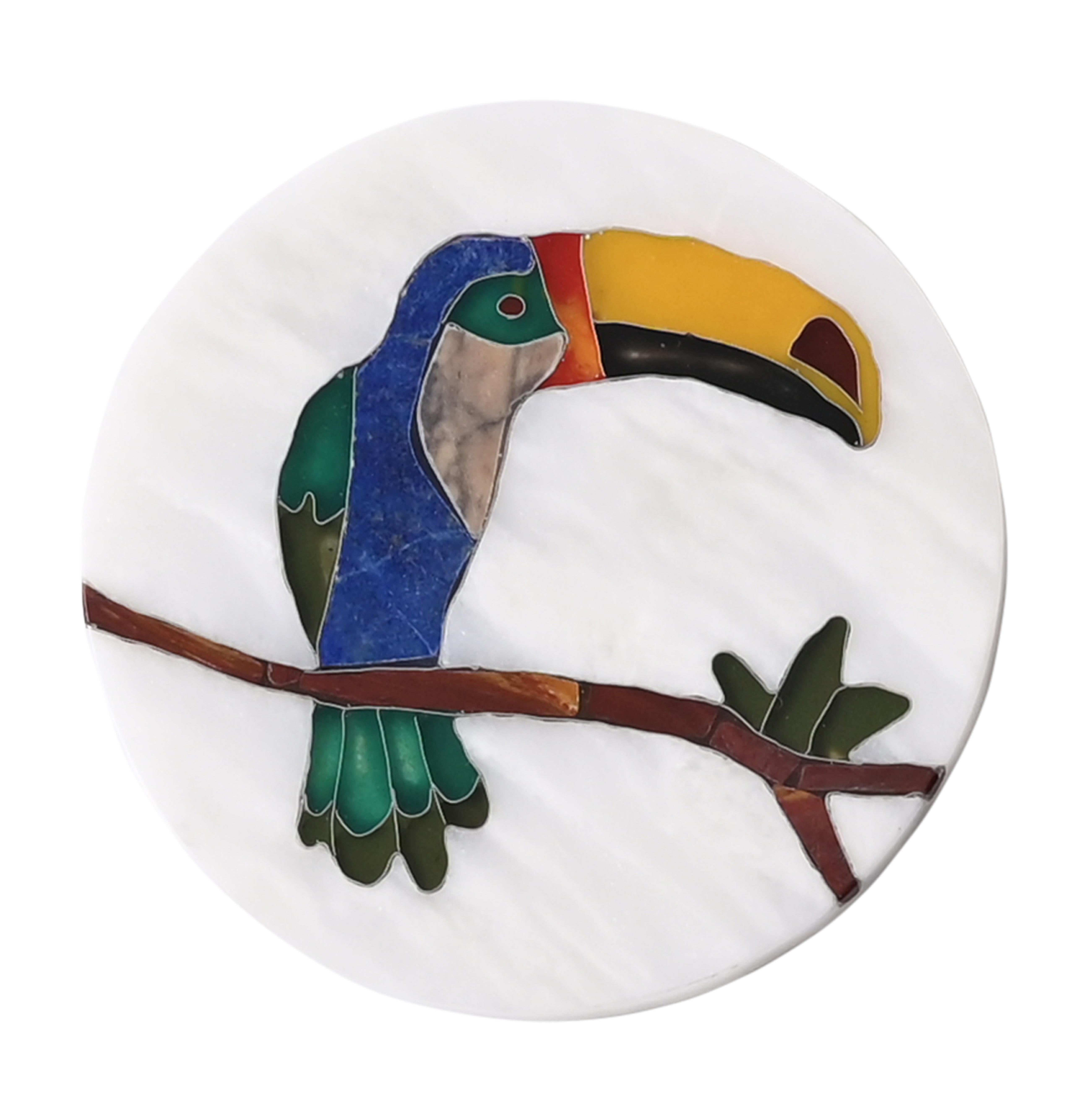Post-Modern 21st Century Coasters Marble Lapis Onyx Semi Precious Inlay Mosaic Cloisonné For Sale