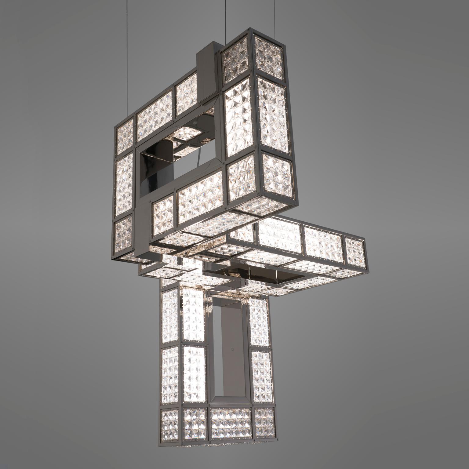 Italian 21st Century Coccofilo Crystal and Nickel Chandelier by Patrizia Garganti For Sale