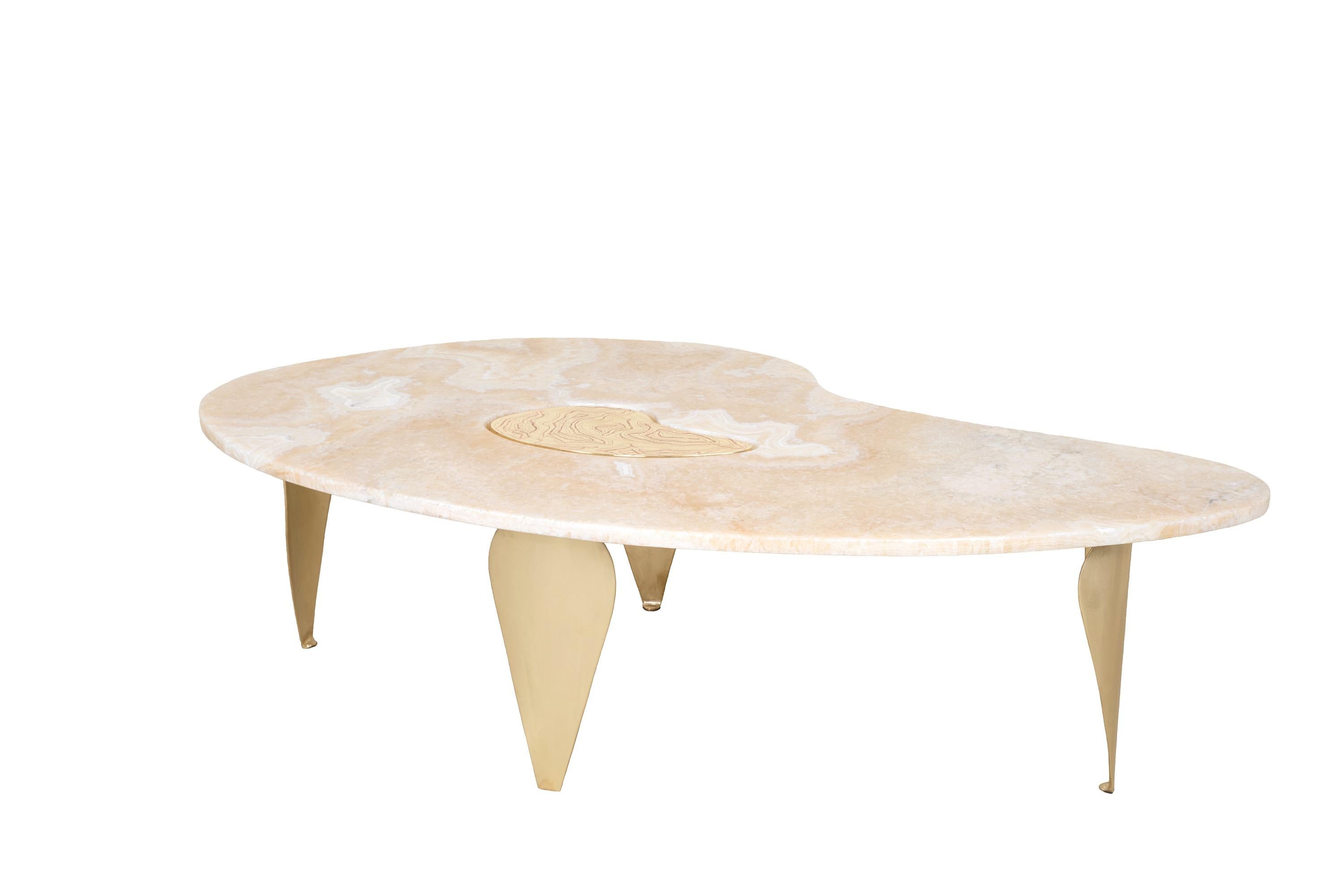 Brass 21st Century Coffee Table Folium by Arriau Made in France For Sale