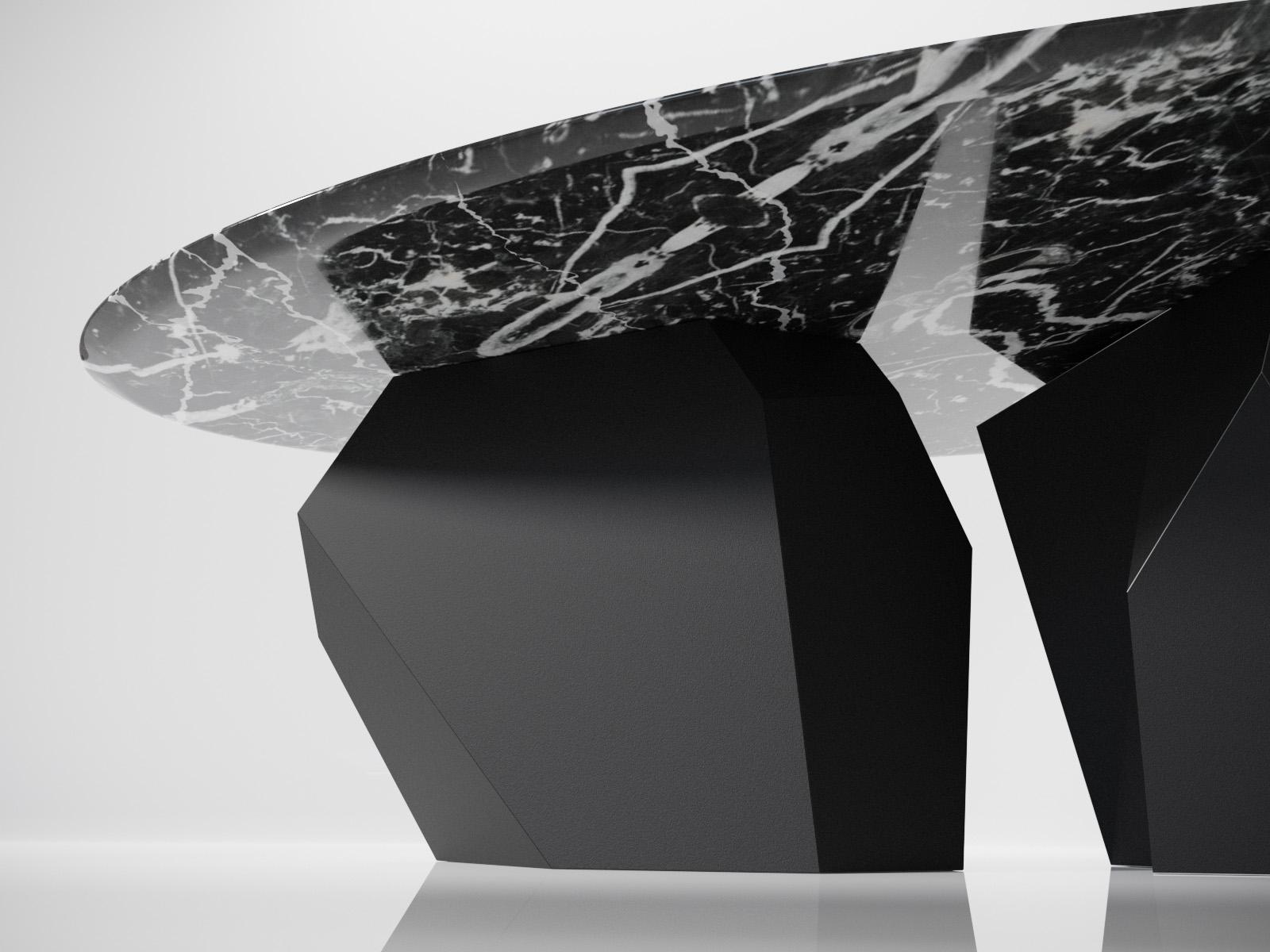 Kronos is the latest modern furniture design from Duffy London. A unique coffee table design within the Solo collection of sculptural works from British designer Chris Duffy. Materials of marble and metal combine to form a modern statement piece in