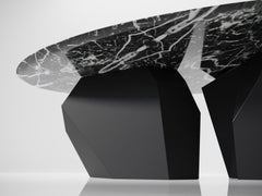 21st Century Modern Coffee Table in Marble & Matte Black Finish
