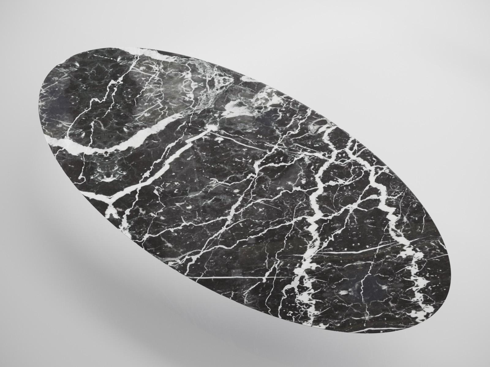 Poudré Table basse moderne du XXIe siècle en marbre et finition noire mate en vente