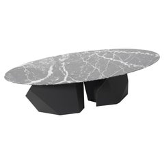 21st Century Modern Coffee Table in Marble & Matte Black Finish
