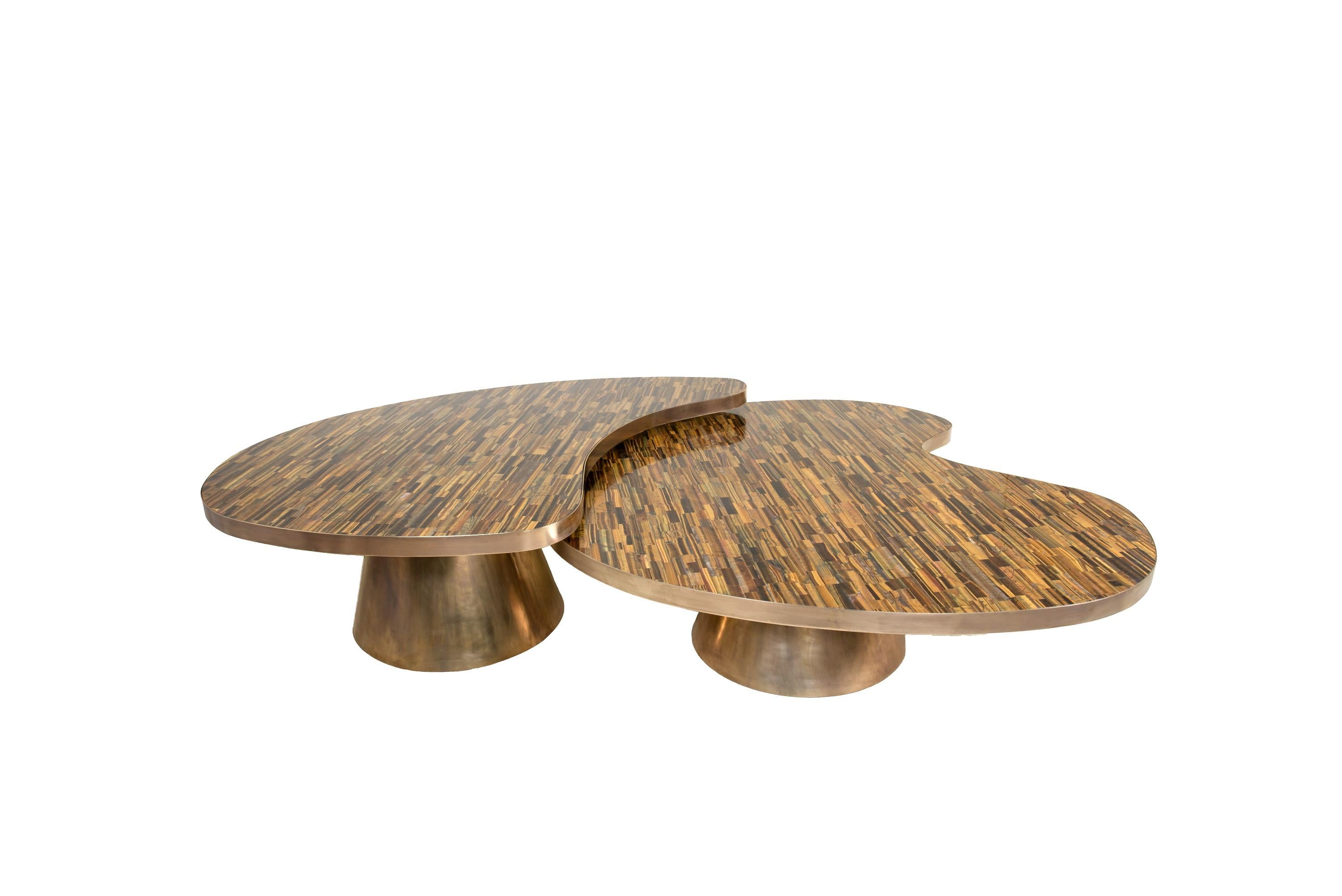 French 21st Century Coffee Table Kone Tiger Eye by Arriau Made in France