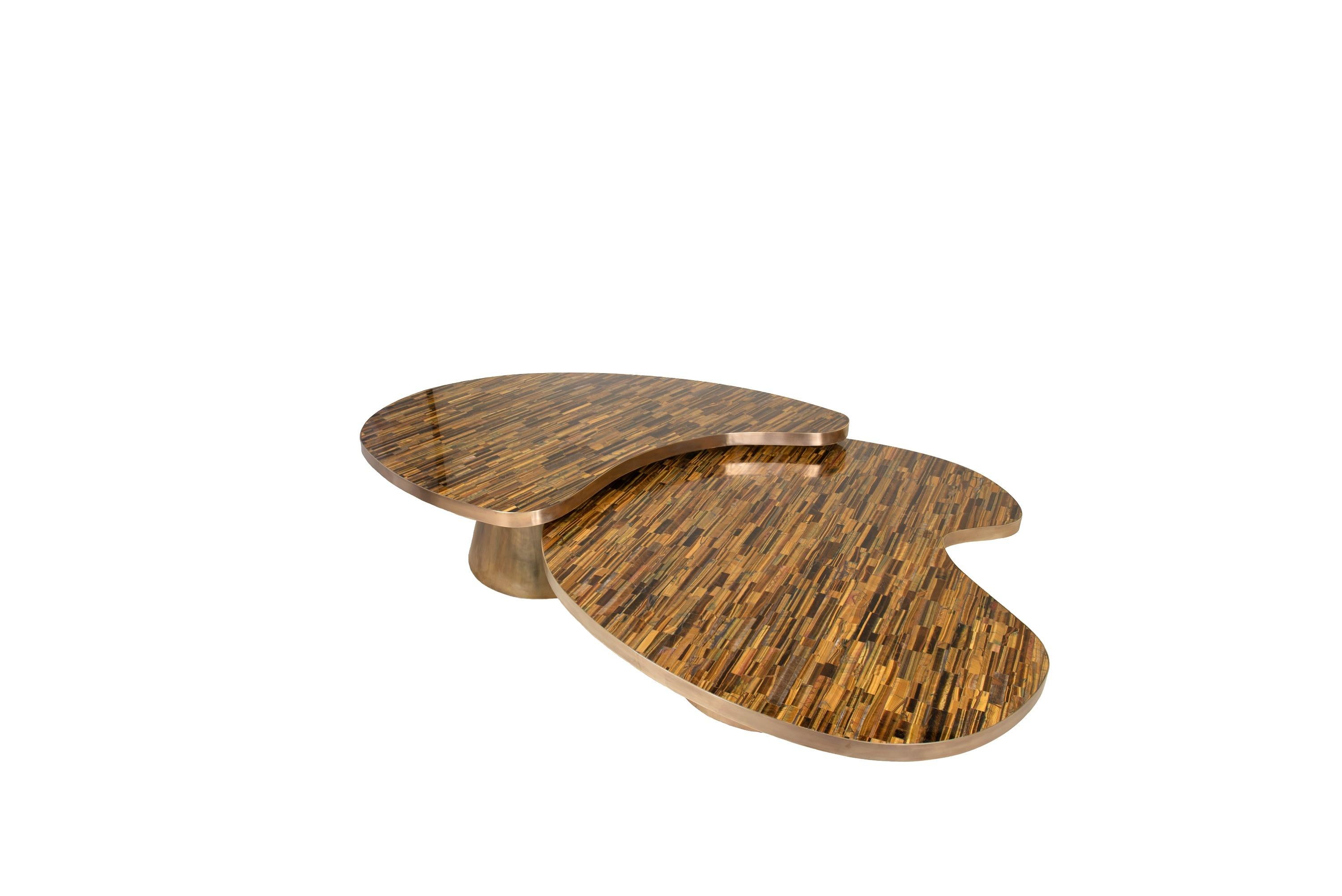Brushed 21st Century Coffee Table Kone Tiger Eye by Arriau Made in France