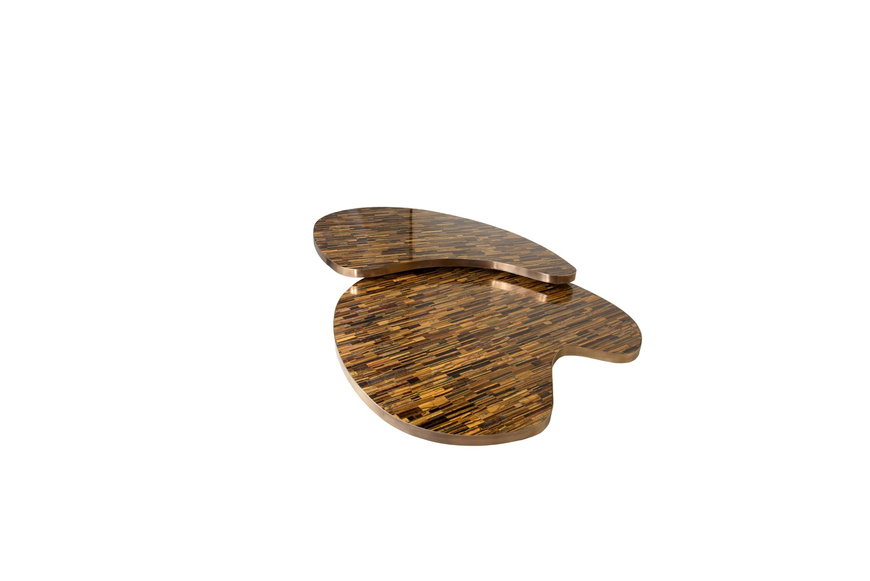 21st Century Coffee Table Kone Tiger Eye by Arriau Made in France In New Condition In Paris, FR