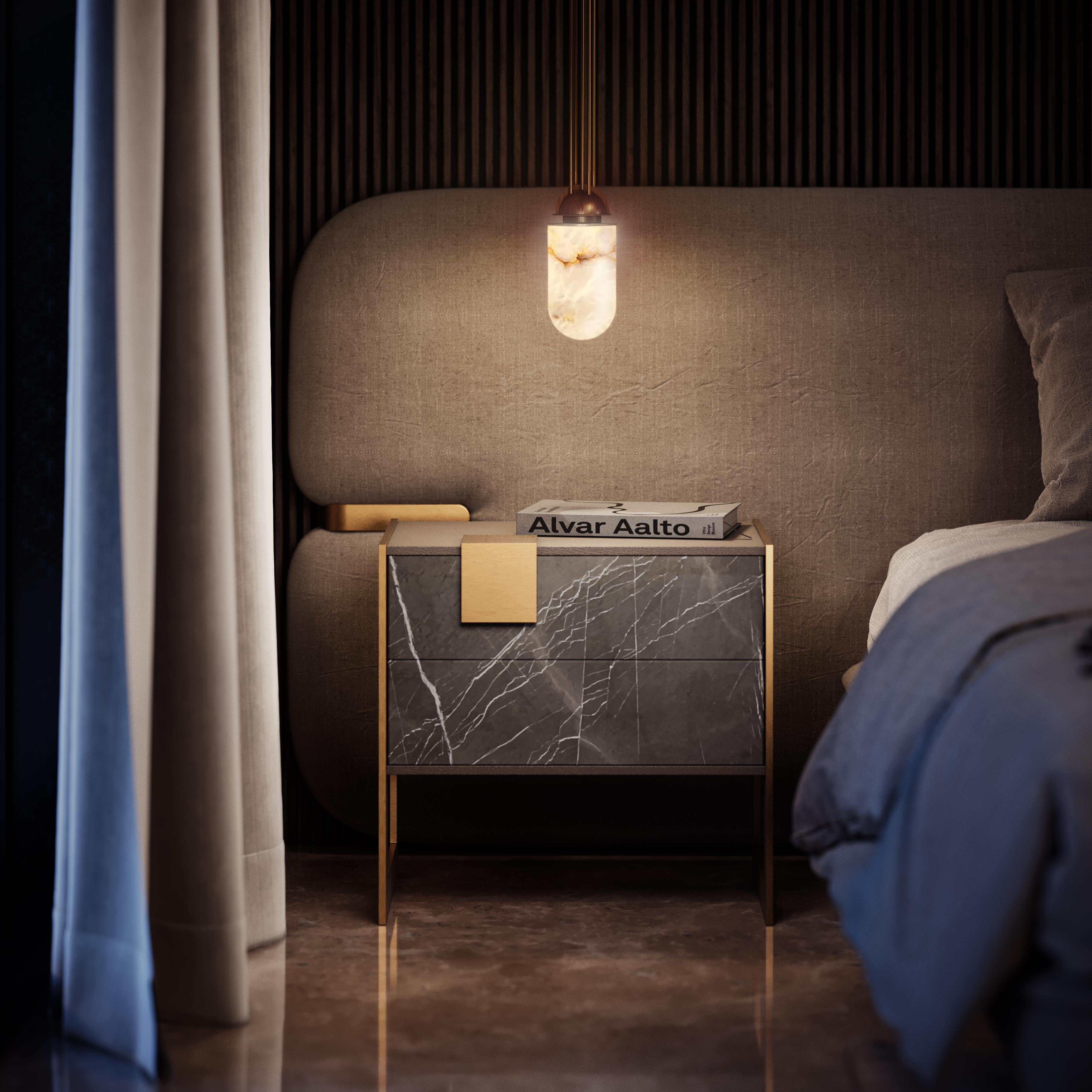 21ème siècle Table de chevet Coloma Gris kendzo Mabrle Made in Portugal by Porus en vente 3