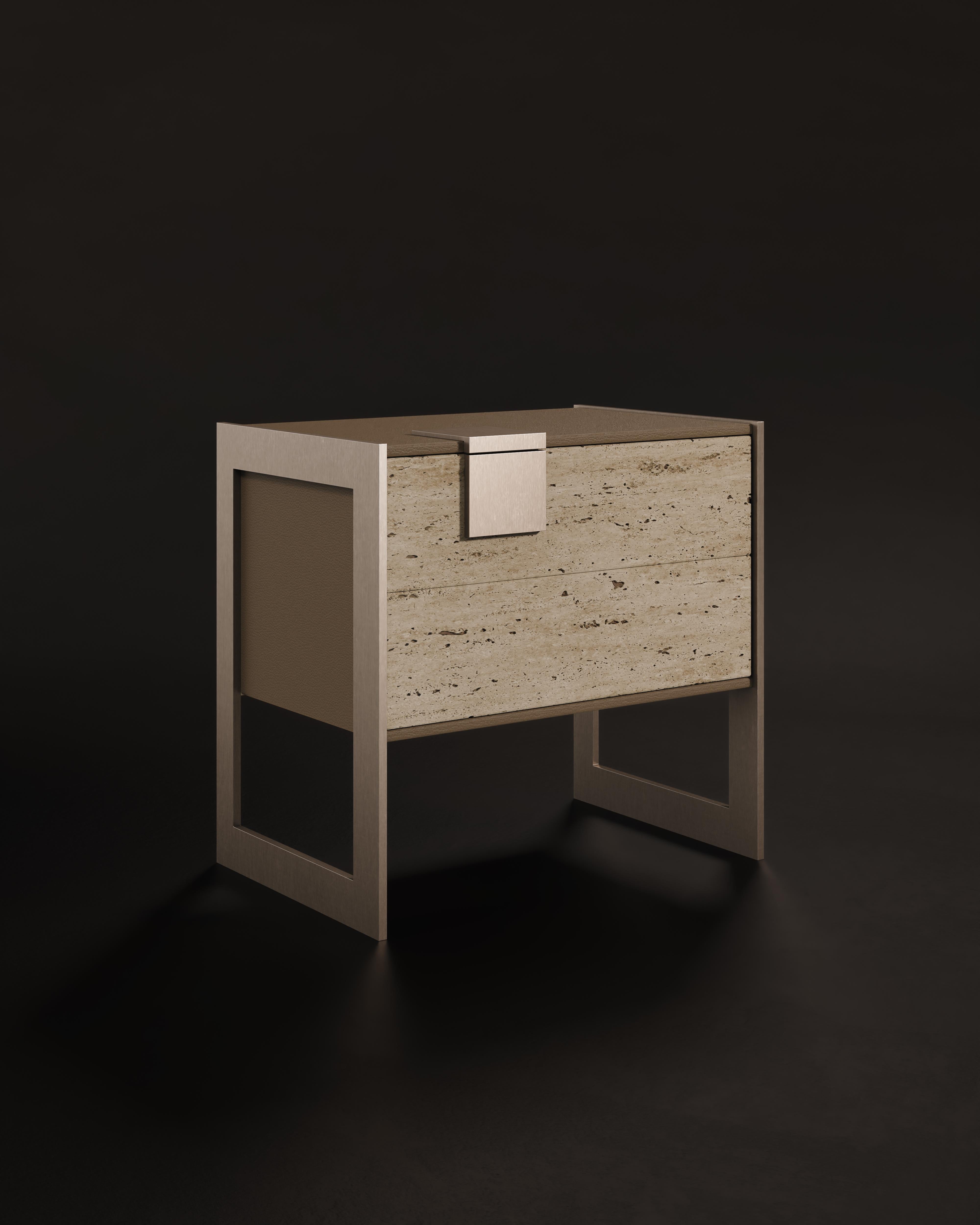 21ème siècle Table de chevet Coloma Gris kendzo Mabrle Made in Portugal by Porus en vente 4