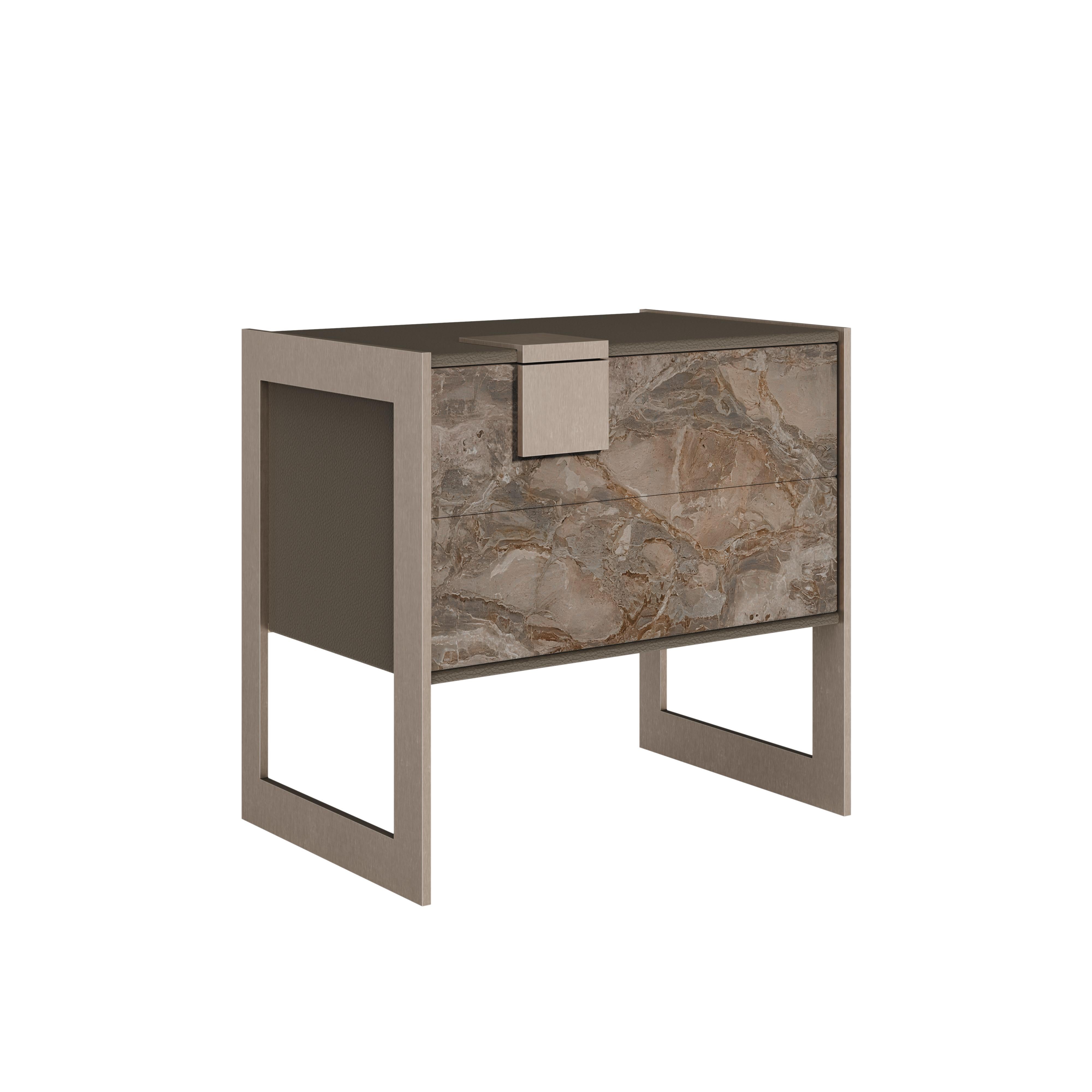 21ème siècle Table de chevet Coloma Gris kendzo Mabrle Made in Portugal by Porus Neuf - En vente à RIO TINTO, PT