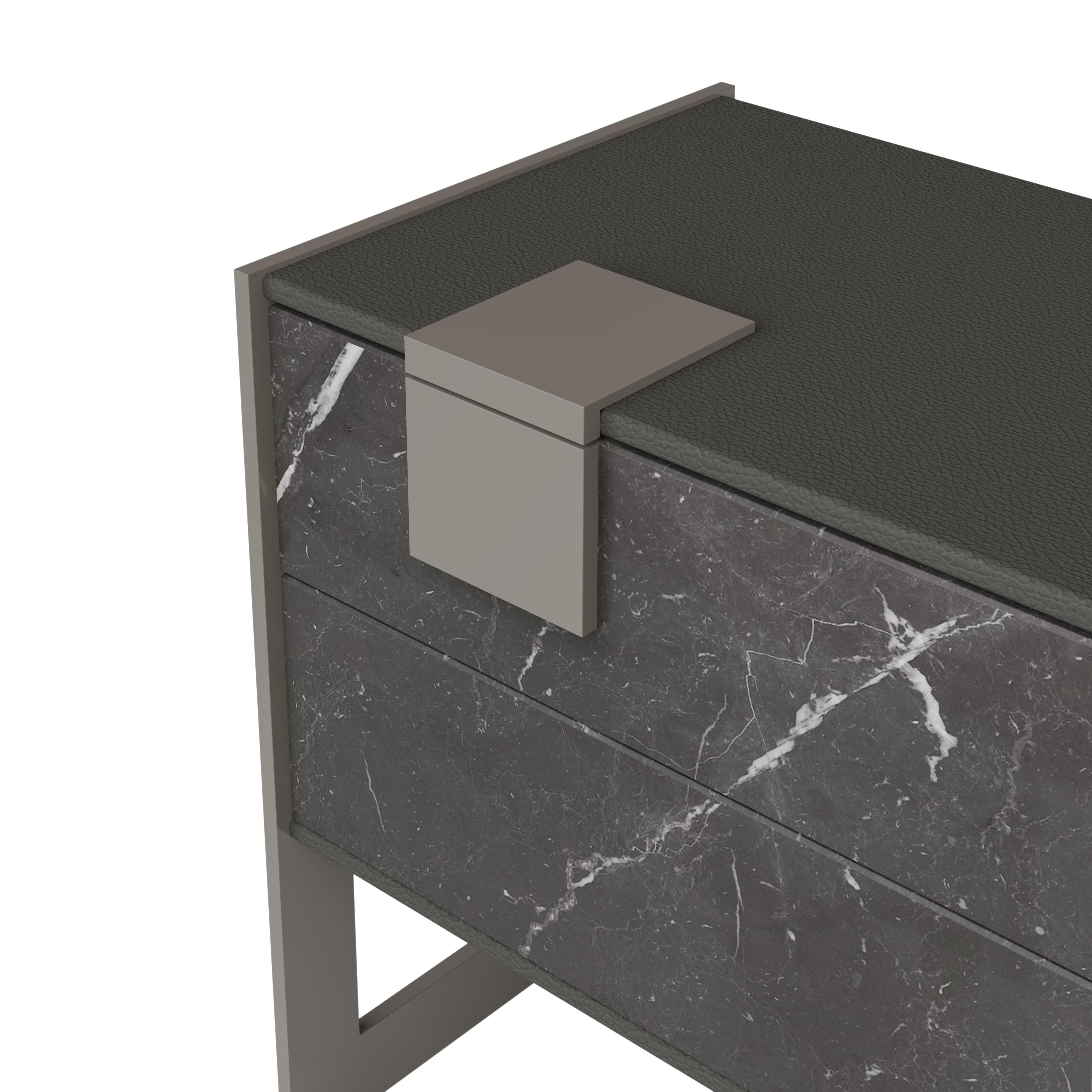 Noyer 21ème siècle Table de chevet Coloma Gris kendzo Mabrle Made in Portugal by Porus en vente