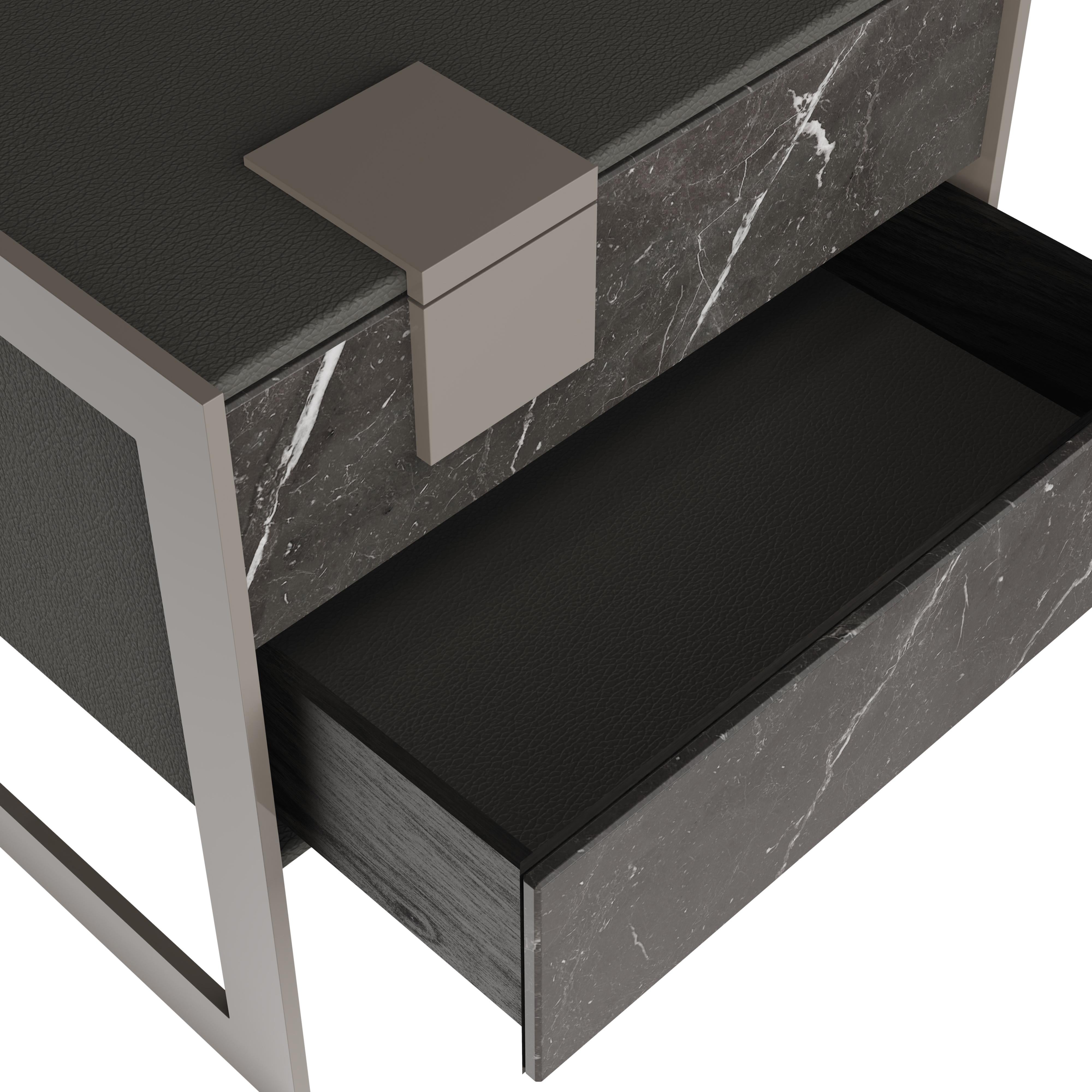 21ème siècle Table de chevet Coloma Gris kendzo Mabrle Made in Portugal by Porus en vente 1