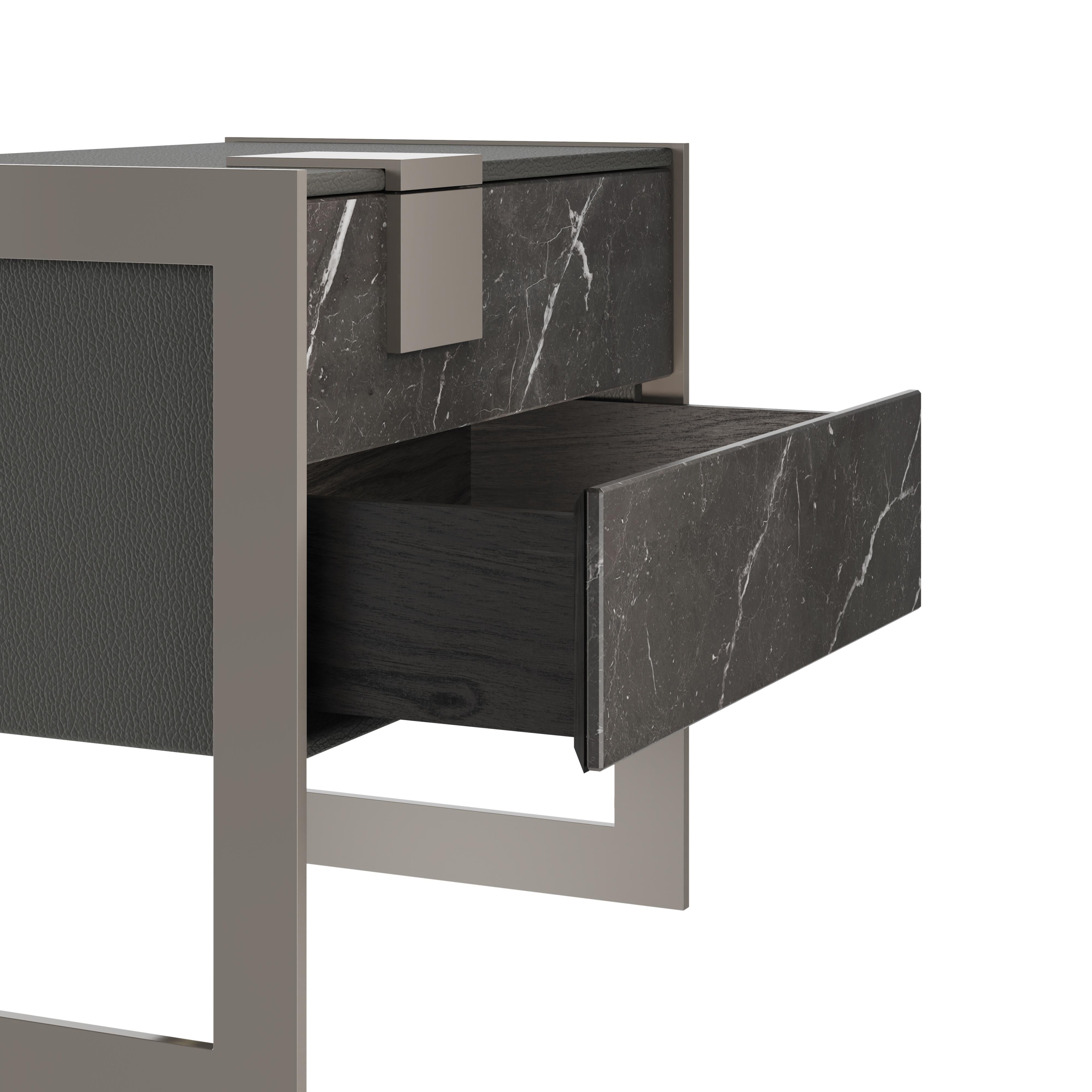 21ème siècle Table de chevet Coloma Gris kendzo Mabrle Made in Portugal by Porus en vente 2