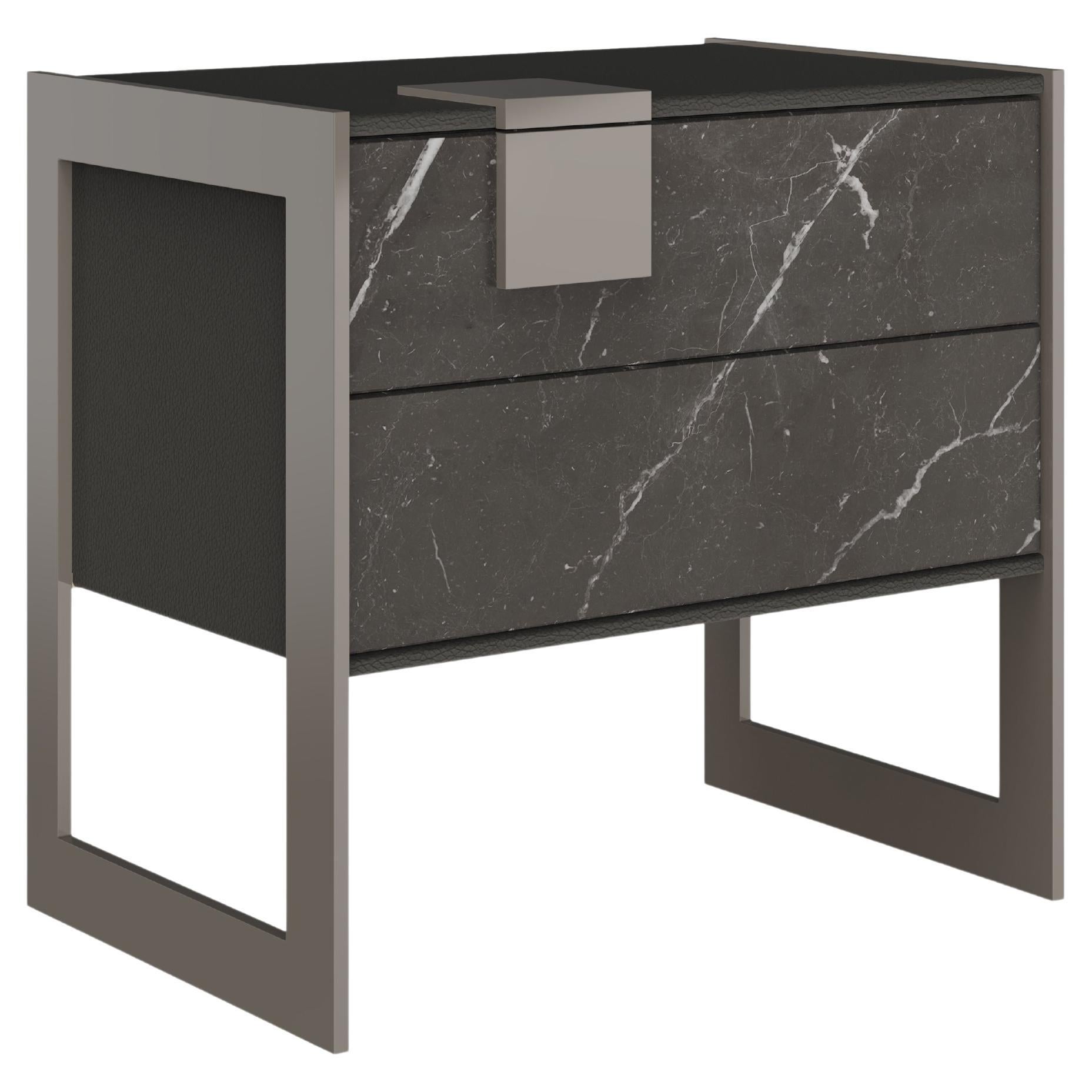 21ème siècle Table de chevet Coloma Gris kendzo Mabrle Made in Portugal by Porus en vente