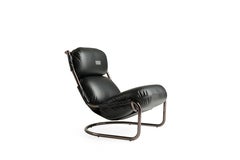 Fauteuil Columbus du 21ème siècle en cuir noir par Gianfranco Ferré Home