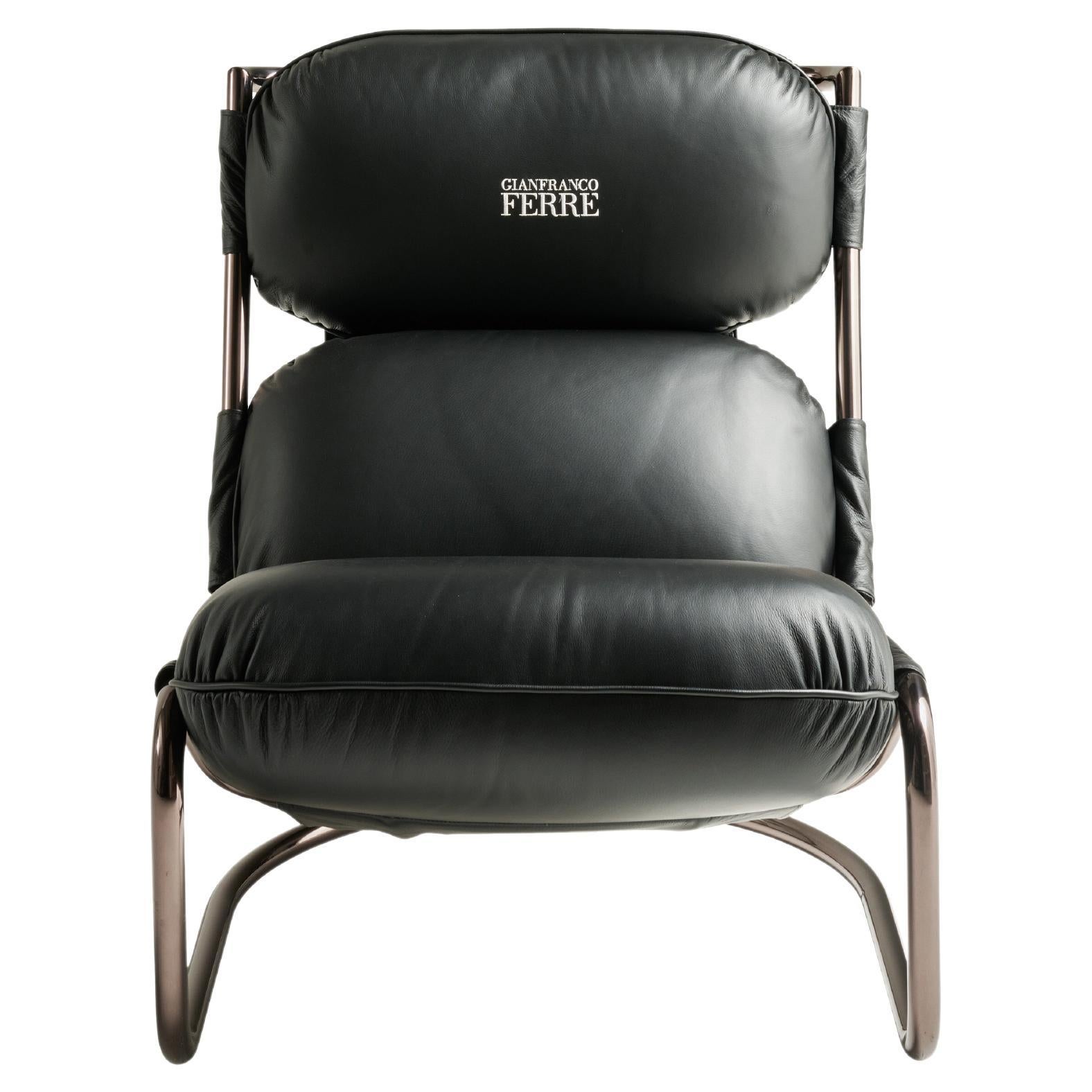 21st Century Columbus Armchair in Black Leather by Gianfranco Ferré Home For Sale