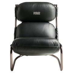 21st Century Columbus Armchair in Black Leather by Gianfranco Ferré Home