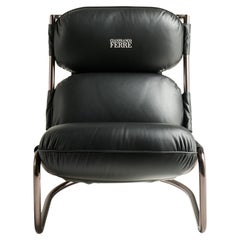 Fauteuil Columbus du 21ème siècle en cuir noir par Gianfranco Ferré Home