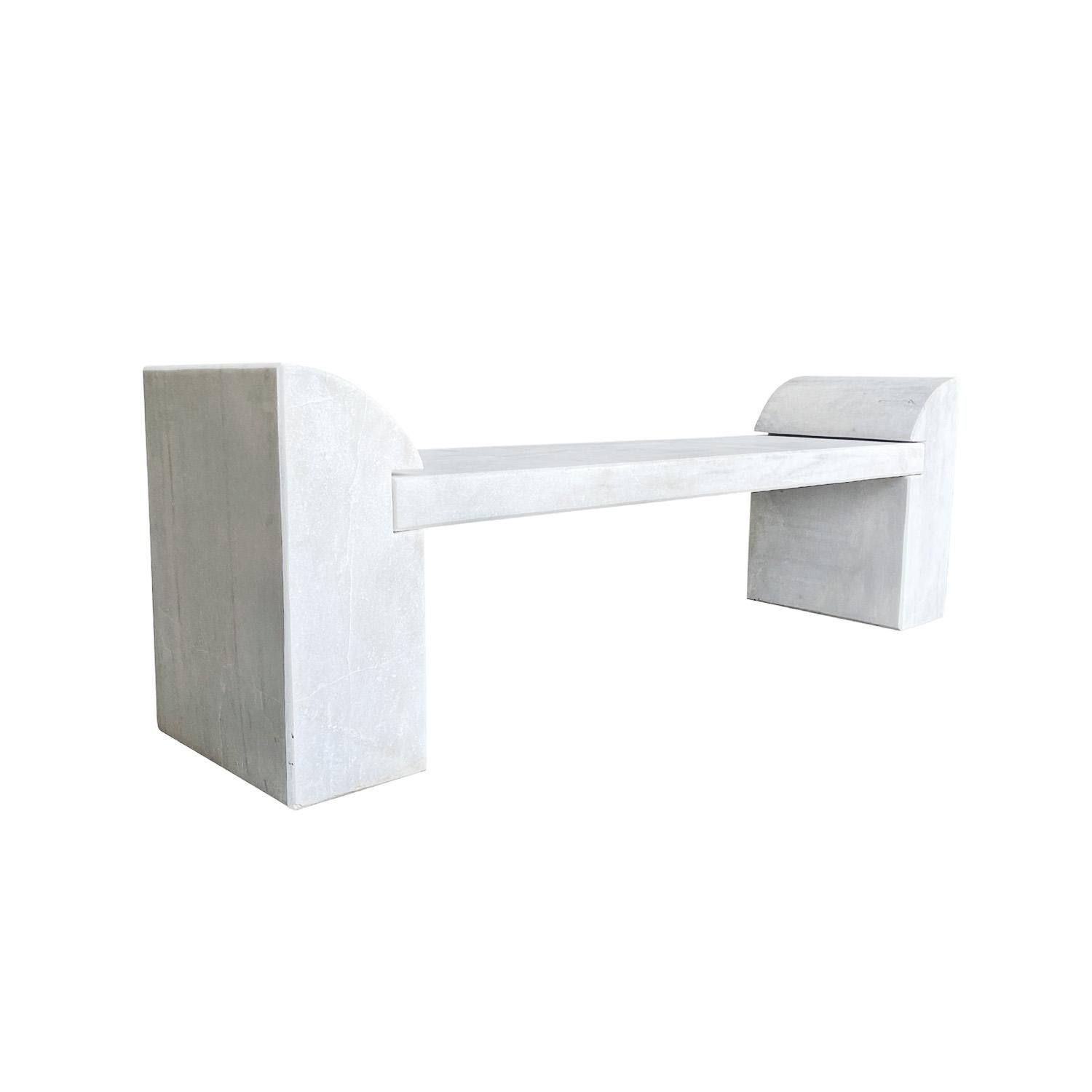 European 21st Century Comano Garden Marble Bench For Sale