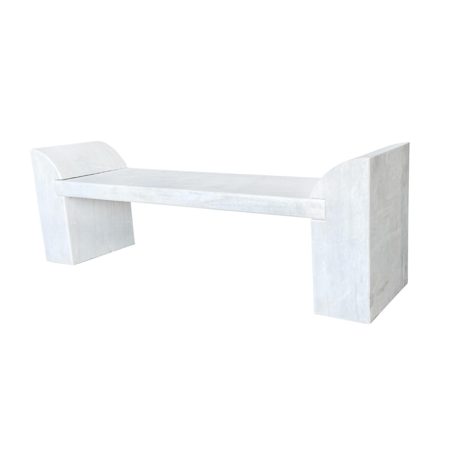 21st Century Comano Garden Marble Bench In Good Condition For Sale In West Palm Beach, FL