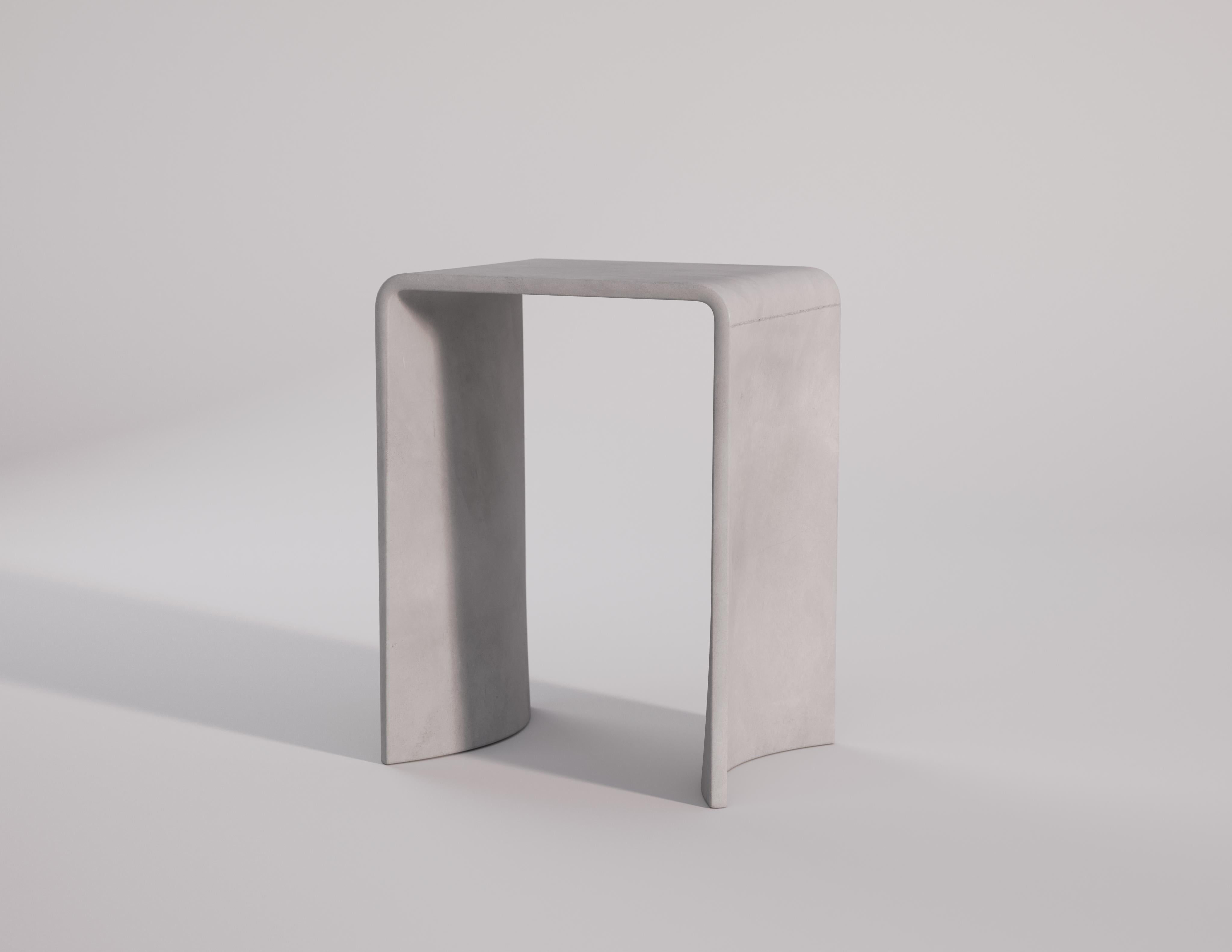 Cast 21st Century Concrete Contemporary Stool & Side Table, Honey Jellow Cement Color For Sale