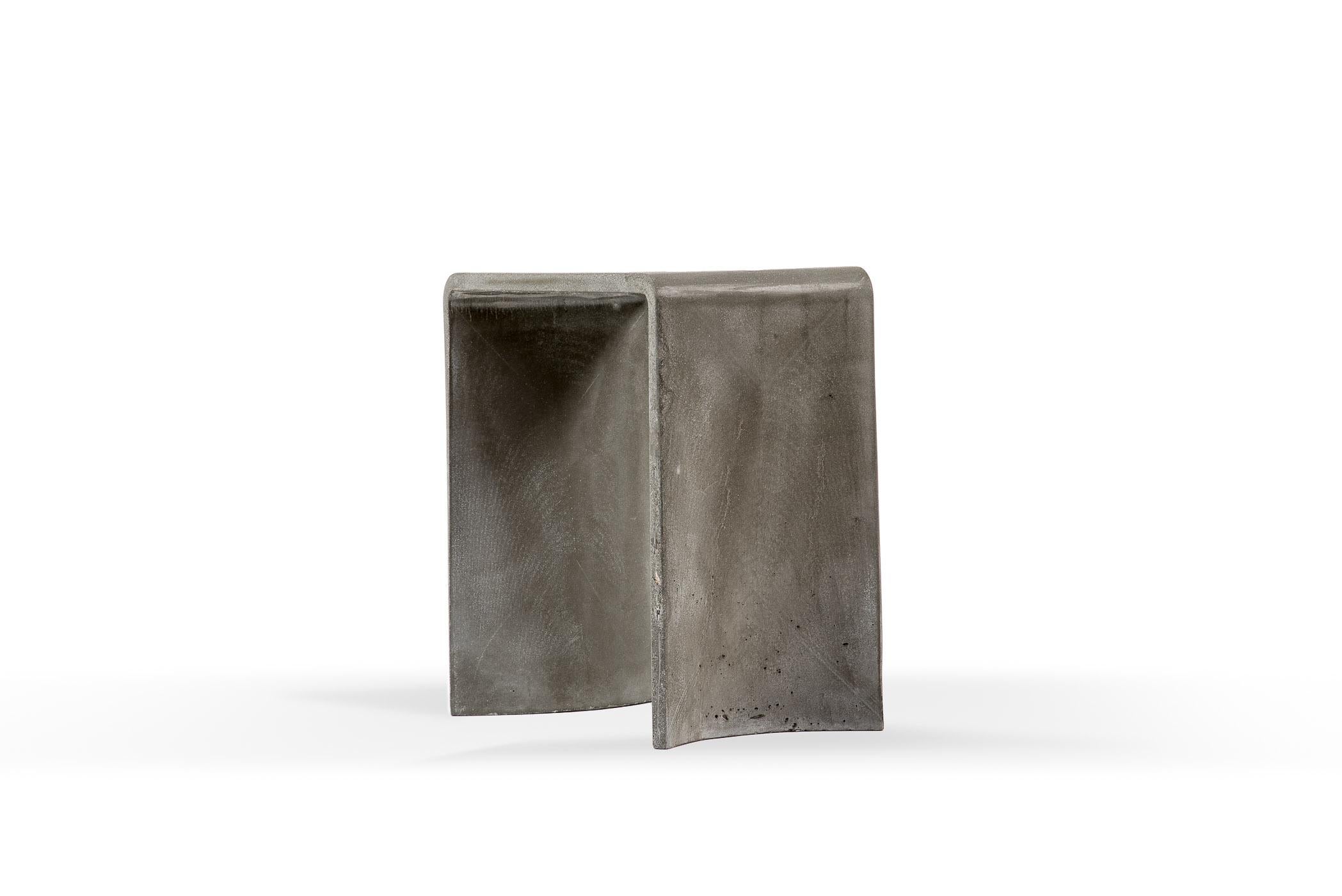 Molded 21st Century Concrete Contemporary Stool & Side Table, Red Brick Cement Color For Sale