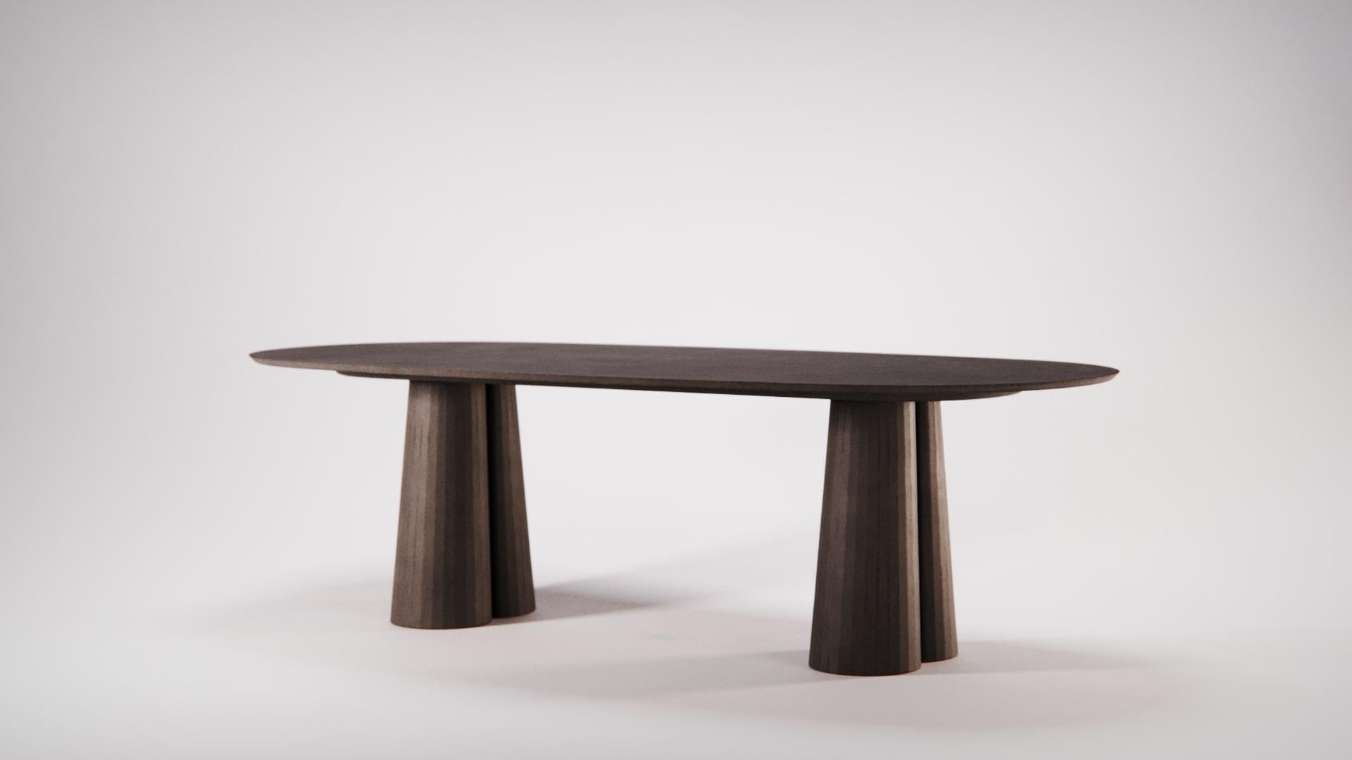 Table de forme ovale en béton du 21e siècle Couleur ciment poudré, fabriquée à la main en Italie en vente 2